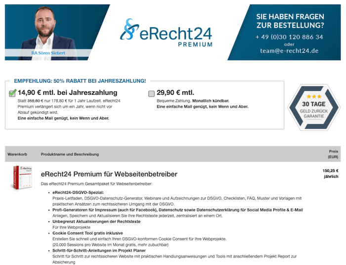 eRecht24 Premium Jahreszahlung