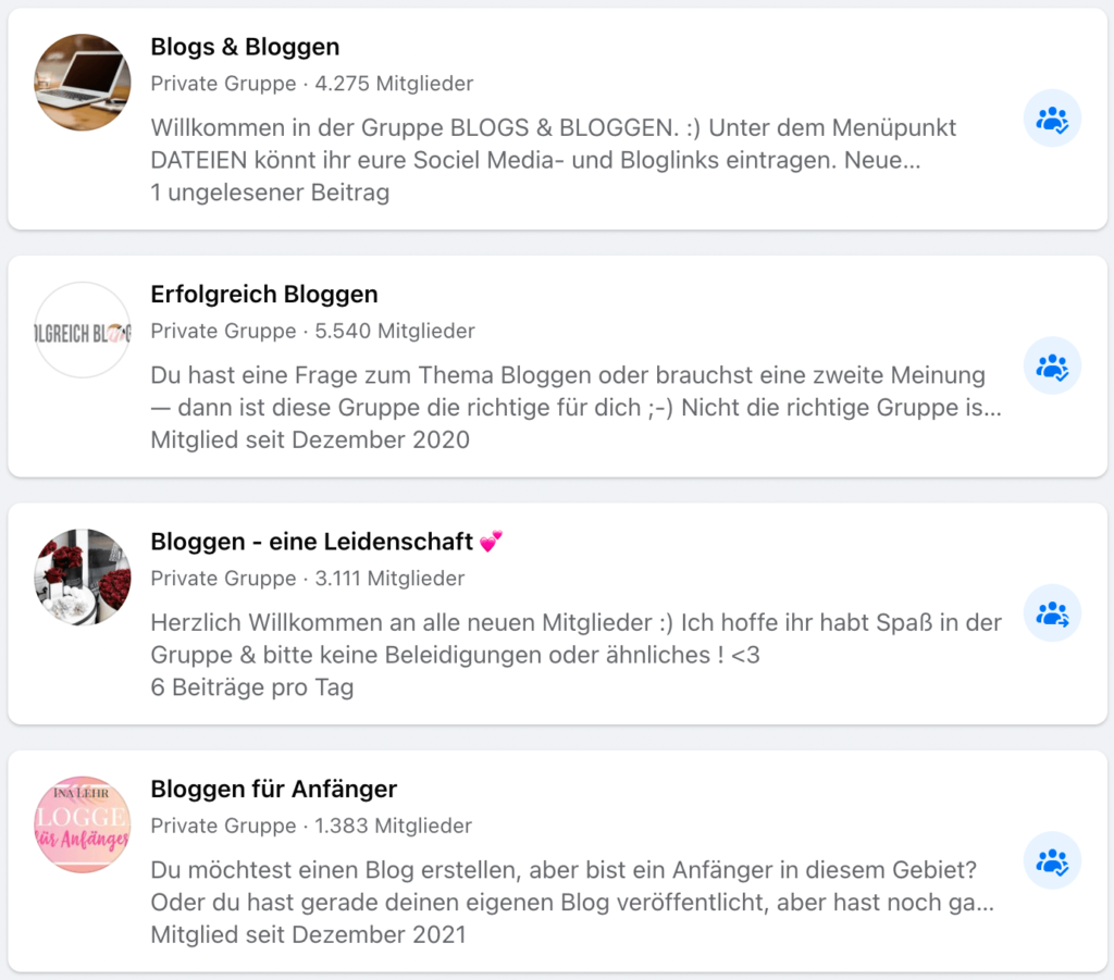 Blogger werden und Facebook Gruppen