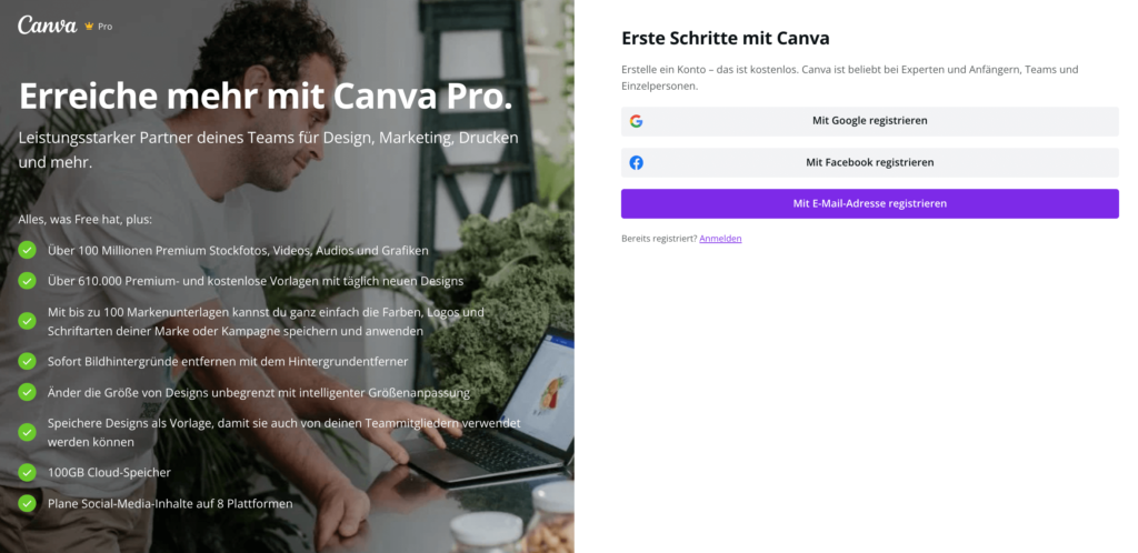 Canva Pro Testphase registrieren