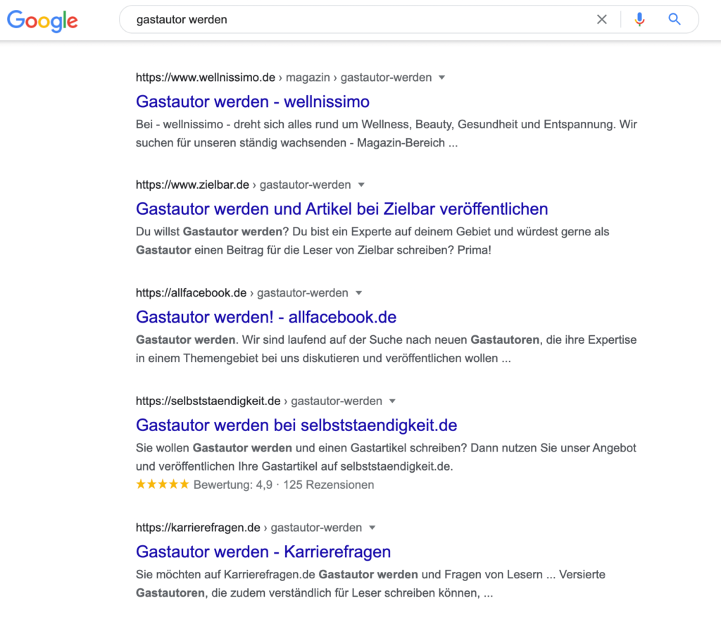 Gastautor werden über Google Suche