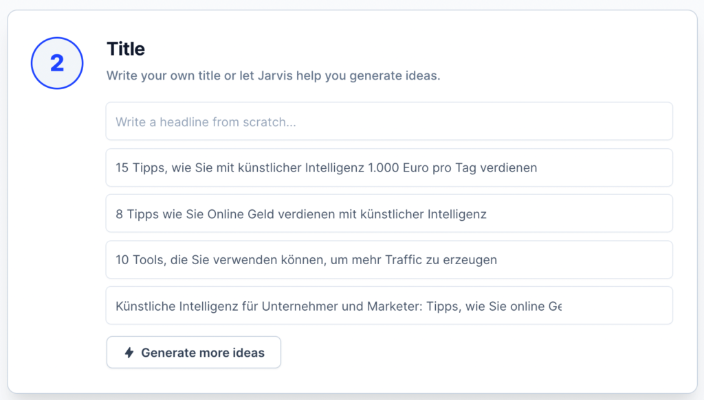 Jarvis ai generierte Blogtitel
