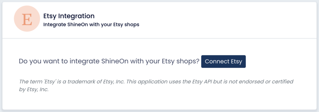 ShineOn mit Etsy integrieren