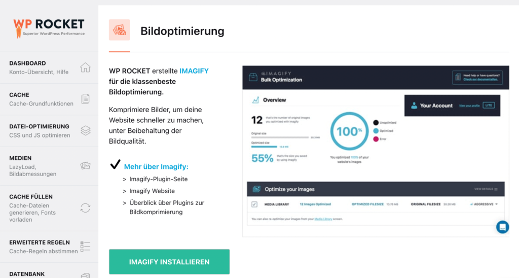 WP Rocket Bildoptimierung