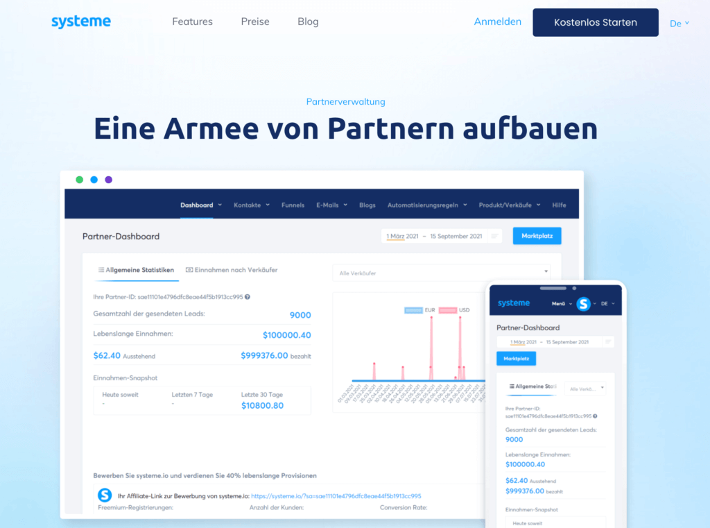 Systeme.io Partnerprogramm erstellen